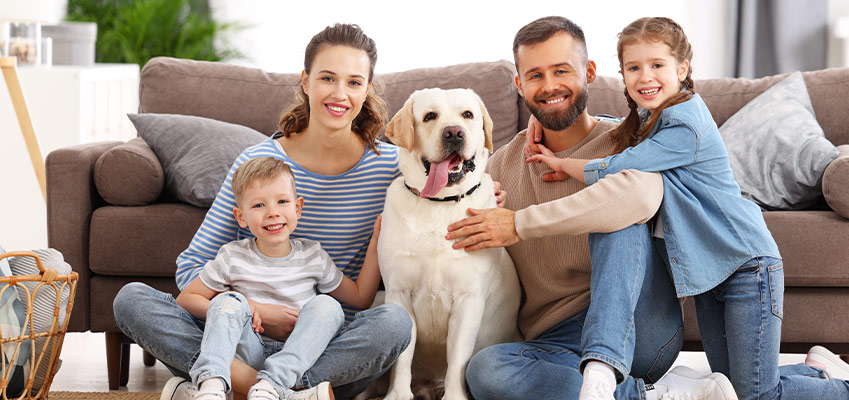 Bloch-AirQuality-Solutions-A family with pet enjoying the best indoor air quality